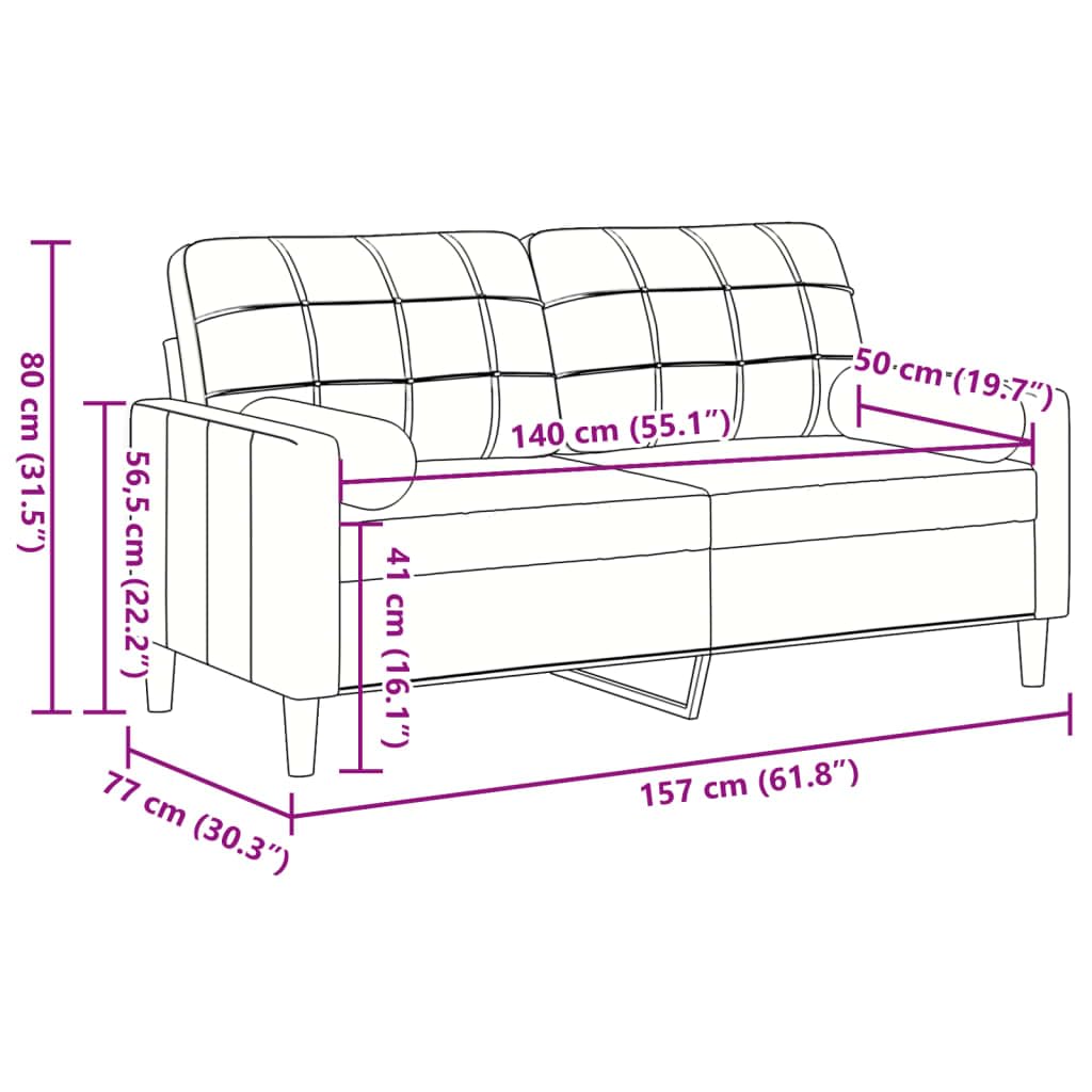 vidaXL Sofá de 2 plazas con Cojines Terciopelo Negro 140 cm, sofá, sofá de salón, sofá de Tela, sofá tapizado, sofá de Tres plazas