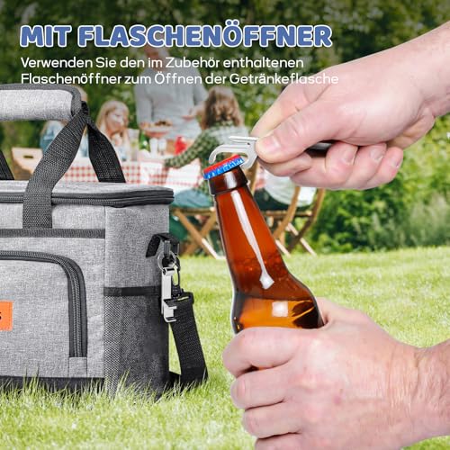 KAEFUYS Kühltasche 15L Klein Kühlbox 14h Kühlung Isolierte Thermotasche Faltbar Wasserdichte Tragbare Lunchtasche für unterwegs Büro Strand Einkaufen Grillen Camping für Essen Getränke Medikamente
