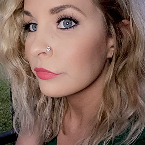 Longita 20G Nose Rings Surgical Steel L Shape Studs Stainless Thin Ring Hoop Silver Pack Screw Bone Opal Diamond Heart Nostril Piercing Jewelry For Men Women #TOP4