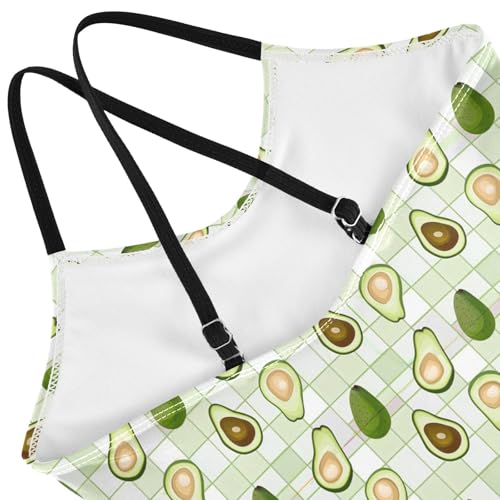 JUNZAN Avocados in Plaid Swimsuits for Girls Kids Bathing Suit Swimming Suit Size 10-124