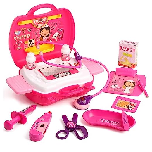 Liberry Doctor Kit for Toddlers 3-5 Years Old, 15 Pcs Kids Doctor Playset with Electronic Stethoscope, Pretend Play Toys for Boys Girls (Pink)