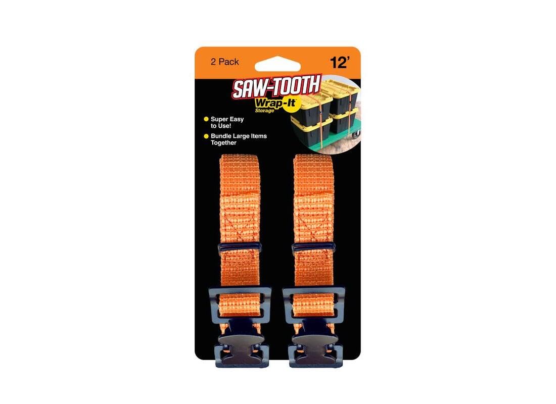 Wrap-It Storage Saw-Tooth 1 in. W X 12 ft. L Orange Lashing Strap 180 lb 2 pk