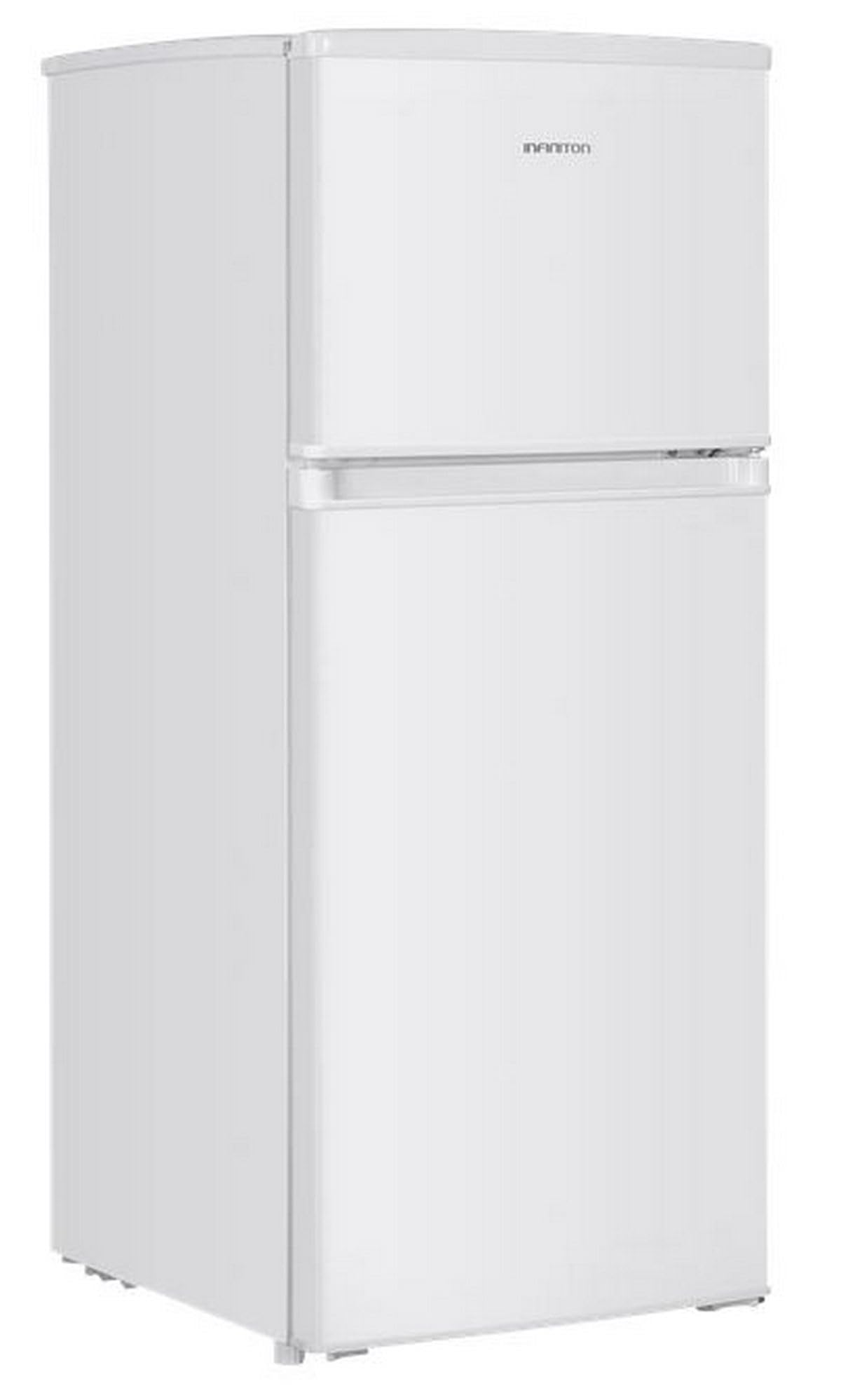 Frigorifico Dos Puertas Infiniton FG-​151D12BEV, 151 Litros, 122 cm de Altura, Ancho de 50 cm, Ciclico, LED Interior, Regulación en altura, E, Blanco