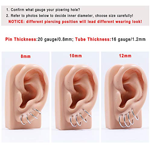 Fansing Earrings For Women Hoop Earrings Trendy Cartilage Earring Hoop Surgical Steel Earrings For Men Silver 8Mm thumb #5