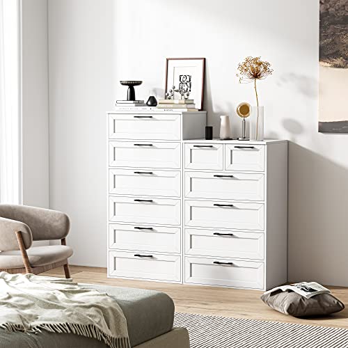 Botlog 6 Drawer Dresser, White Dresser For Bedroom, Tall Chest Of Drawers Modern, Wood Storage Drawer Chest For Living Room, Entryway (1) #TOP7