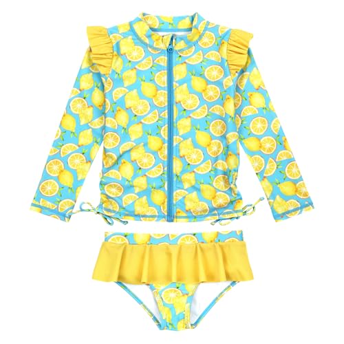 Image of SwimZip Girls' Long Sleeve Rash Guard and Bikini Bottoms Swimsuit Set - UPF 50+