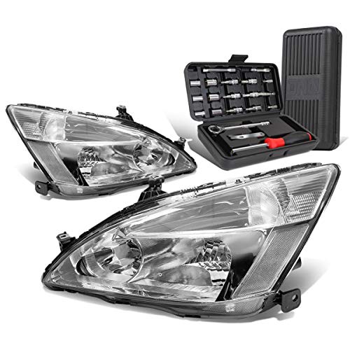 Auto Dynasty Chrome Housing Clear Corner Headlight Head Lamps+Tool Kit