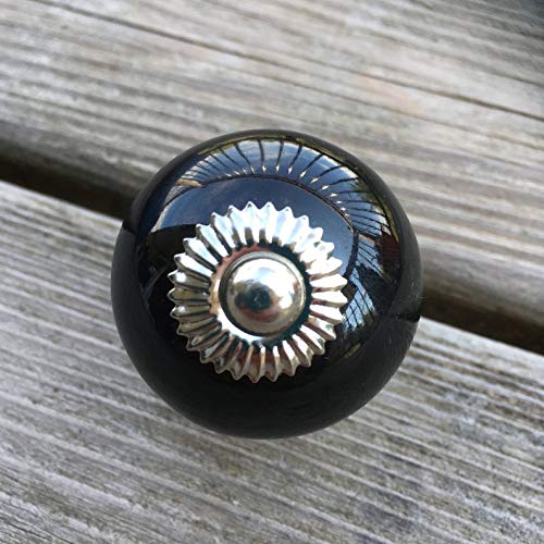 Wott Set Of 10 Assorted Vintage Black And White Hand Painted Ceramic Pumpkin And Round Knobs Cabinet Drawer Handles Pulls #TOP2