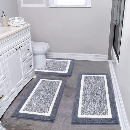 Pauwer Bathroom Rugs Sets 3 Piece Bathroom Shower Rugs with