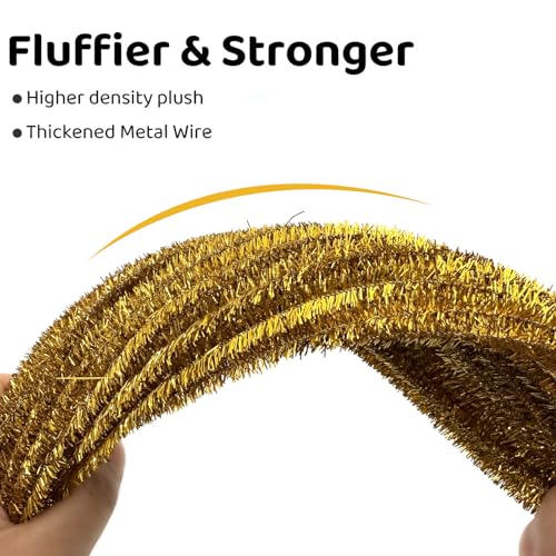 Image of Gold Pipe Cleaners,Glitter Gold Craft Pipe Cleaners,200pcs Supplies for Home DIY Handmade Arts,Arts and Crafts for Kids Ages 6-8,Glitter Pipe Cleaners for Festivals DIY Decorations,Christmas Decor