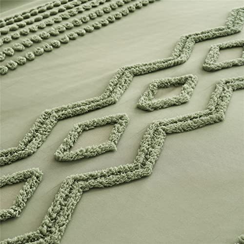 Parure de lit microfibre douce KAKIJUMN anti-pli lit 7 pièces sauge - 8