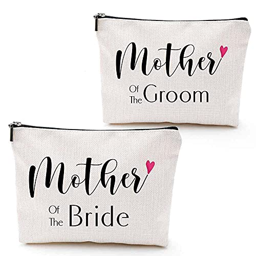 Mother of Bride and Groom, 2 Pieces,Unique Wedding Favor Gifts For Parents - Engagement Gifts For Mother In Law and Brides Mom-Makeup Bag