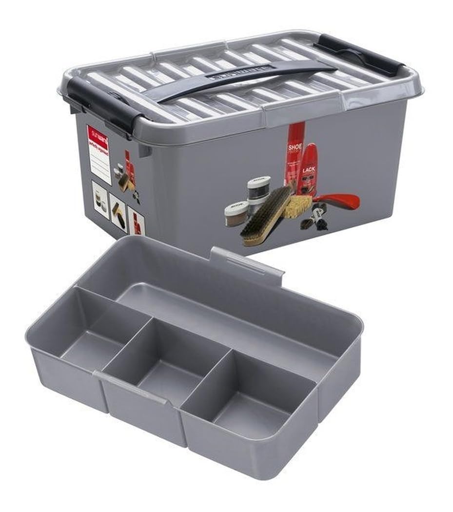 Sunware Q-Line Shoe Polish Box with Insert, Metallic Black, One Size
