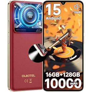 OUKITEL C60 Handy Ohne Vertrag Android 15-16GB+128GB Smartphone Ohne Vertrag 10000mAh 6.88 Zoll 90Hz Bildschirm 120LM Taschenlampe, Lautsprecher 13MP+5MP Kamera, GPS, Dual SIM Simlockfreie Handys, Rot