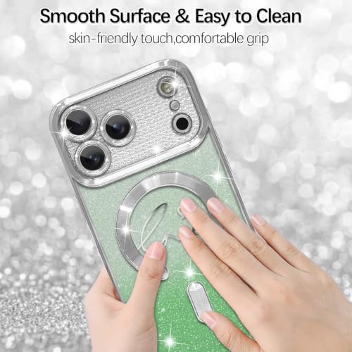 Image of ZIYE Magnetic Case Designed for iPhone 18 Pro Max Max Glitter Case -Green