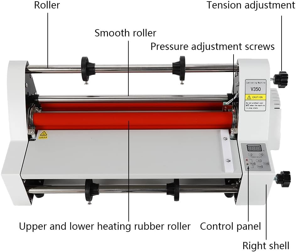 Thermal Laminator V350, 110V Laminator Digital Display Single&Dual Sided Laminating Machine for Home Office School, Heating Mode Sealing Width 13