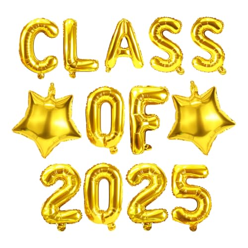 MDLLDM Gold Class of 2025 Balloons,Graduation 2025 Foil Balloons 16inch,Class of 2025 Banner for 2025 Graduation Party Decorations Decorations