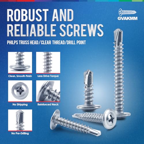 Gvakmm GK-TS Sheet Metal Screws Assortment Kit,#8 Self-Tapping Screws Set thumb #2