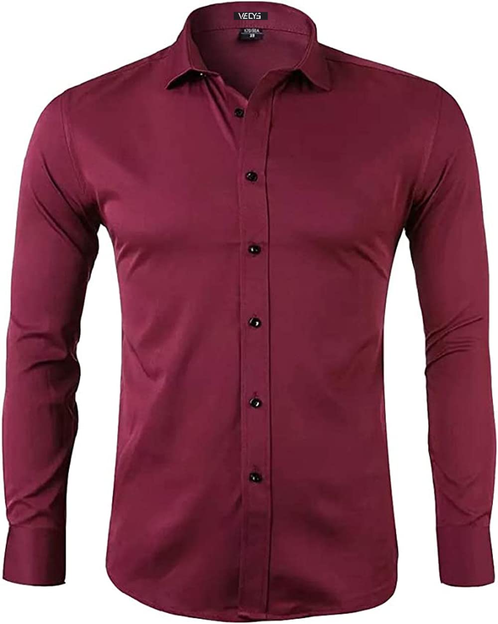 Gdtime Camisas De Vestir De Fibra De Bambú para Hombre Slim Fit Color Sólido Camisas Casuales De Manga Larga Camisas con Botones, Camisas Elásticas Formales para Hombres