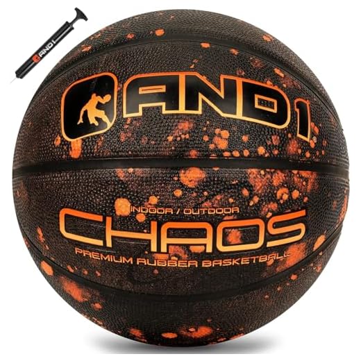 AND1 Chaos Basketball: Regulamento oficial tamanho 7 (75,9 cm) borracha – construção de canal profundo, feito para jogos de basquete ao ar livre em ambientes internos