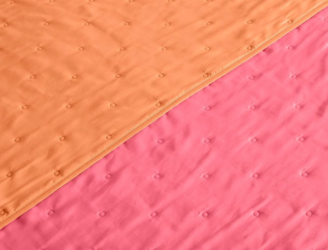 Trendy Pink & Coral Color Resistant Ultra-Slim Reversible Modern Full Size XL/Queen Comforter