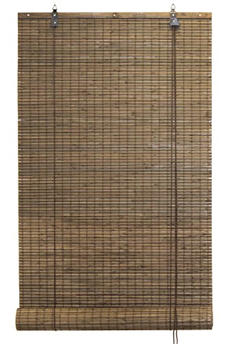 Seta Direct, Bamboo Flat-Weave Sun-Filtering Roll Up Blind (24x66 Inch, Espresso)