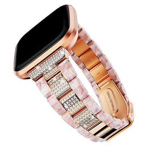 Bracelet Fitbit Versa en acier et résine avec strass élégants