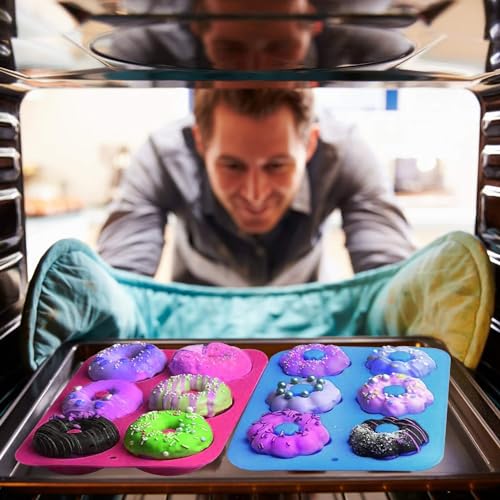 PHOGARY Ciambella Stampi, Set di 3 Stampo in Silicone per Dolci,Torte, Biscotti, Bagel, Muffin, Donut Teglia Antiaderente, 260 ° C Resistente - immagine 5