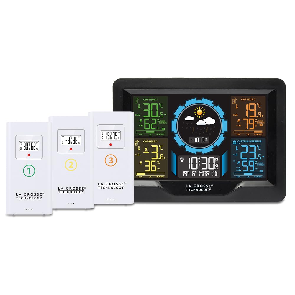 La Crosse Technology - WS6304 Kolorowa stacja pogodowa 3 czujniki - Czarny