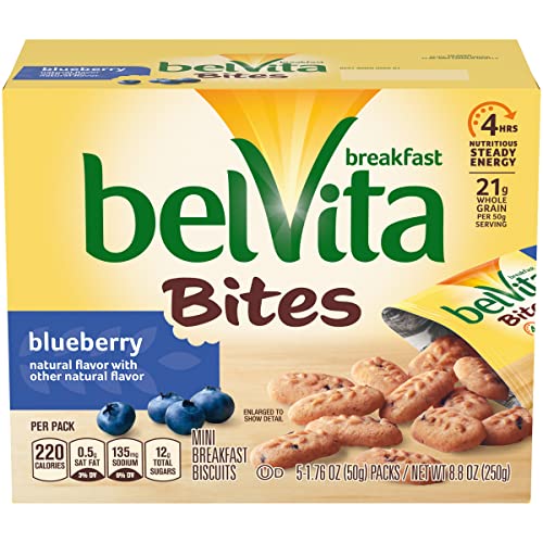 belVita Breakfast Biscuit Bites, Blueberry Flavor, 5 Packs