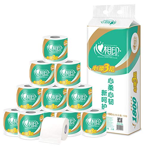 Preisvergleich Produktbild 10 Rollen Klopapier,Toilettenpapier Wc Papier Tolettenpapier Toilettenpapier4-lagig Klopapier4 LagigBadezimmer Küche Toilette Seidenpapier Abbaubares Rollenpapier - Für Werkstatt Restaurant Weiß