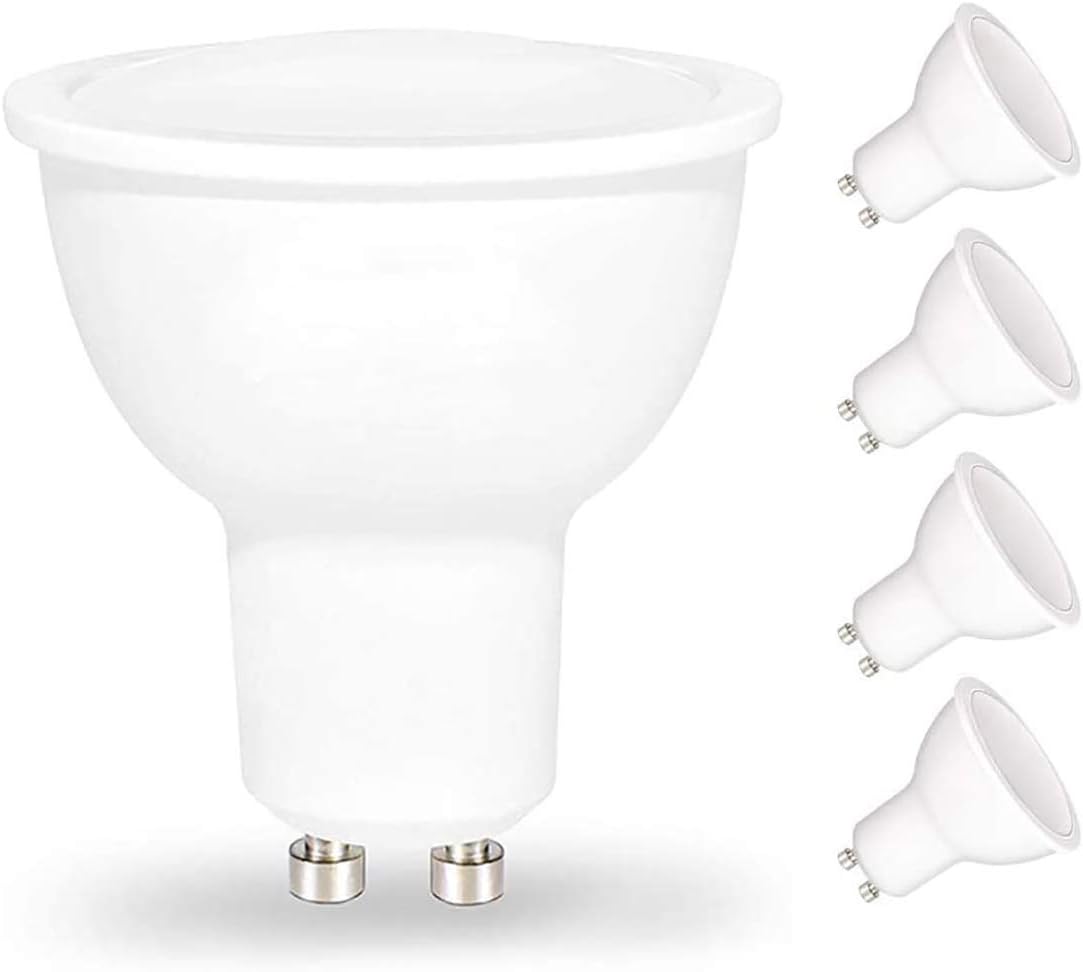 MODOAO GU10 Led Bulbs LED COB Flood Bulb5.5 Watt 110V Track Lighting Dimmable 120° Beam Spread 4 Packs (Daylight White)