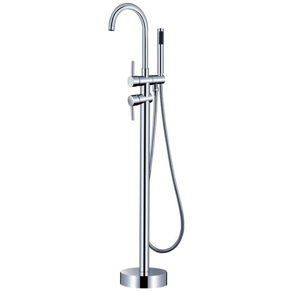 Robinet de baignoire sur pied noir mat avec mitigeur et douchette chic