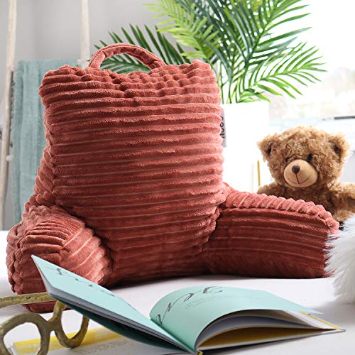 Image of Nestl Reading Pillow for Kids & Teens with Shredded Memory Foam, Luxe Cut Plush Backrest Pillows for Reading and Gaming, For use on Couch, Bed, Floor, Adjustable Support with Washable Cover Misty Rose