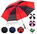 Golf Umbrella by Repel with Triple Layered Reinforced Fiberglass Ribs Adorned in Red Paint, 60" Vented Double Canopy with Teflon Coating, Auto Open (Black/Sunset Red)