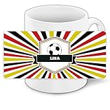 Fußball-Tasse mit Namen Lisa und schönem Motiv mit Wappen , Ball und Strahlen in schwarz-rot-gold - Fantasse - Deutschland-Tasse - Namenstasse
