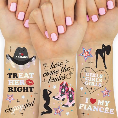 xo, Fetti Bride Pride Bachelorette Temporary Tattoos - 52 Glitter Styles | Mrs and Mrs Bach Party Decoration, Pridesmaid Favor, Bride to Be Gift + LGBTQ Rainbow Bridal Shower