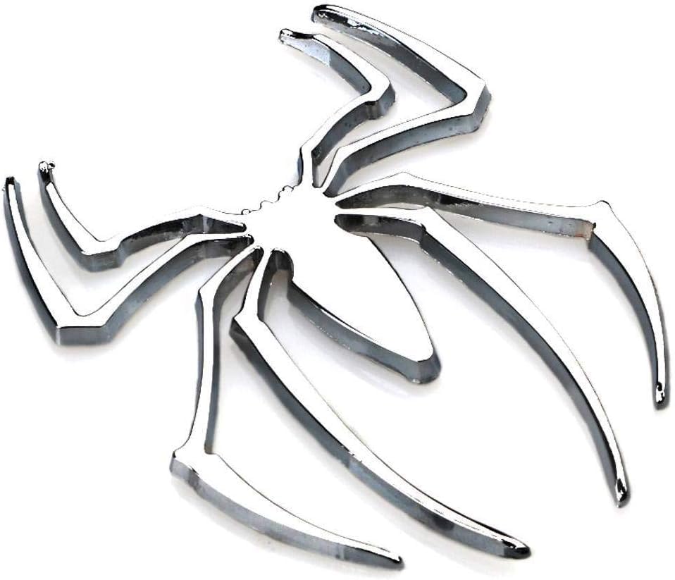 Image of JVCV 3D Metal Spider Sticker Chrome Logo Decal Emblem Badge for All Cars Bikes Laptops Headphones (Spider, Silver)