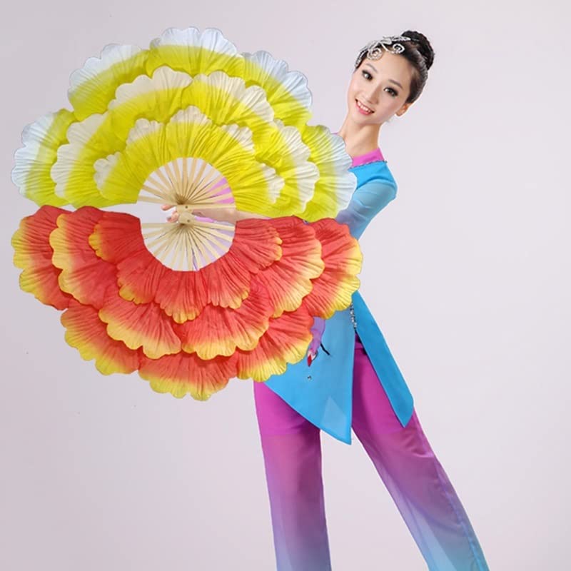 Éventail de danse double face en soie pour mouvements fluides