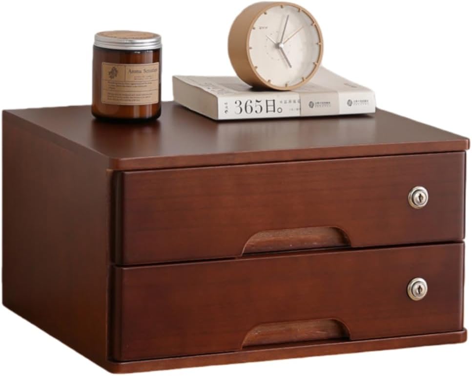 AOUTN収納ボックス 鍵付き 卓上収納 引き出し 木製 収納ケース ミニ 卓上 チェスト レターケース 書類棚 書類整理ボックス