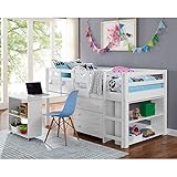 Naomi Home Low Study Loft Bed with Desk White/Twin