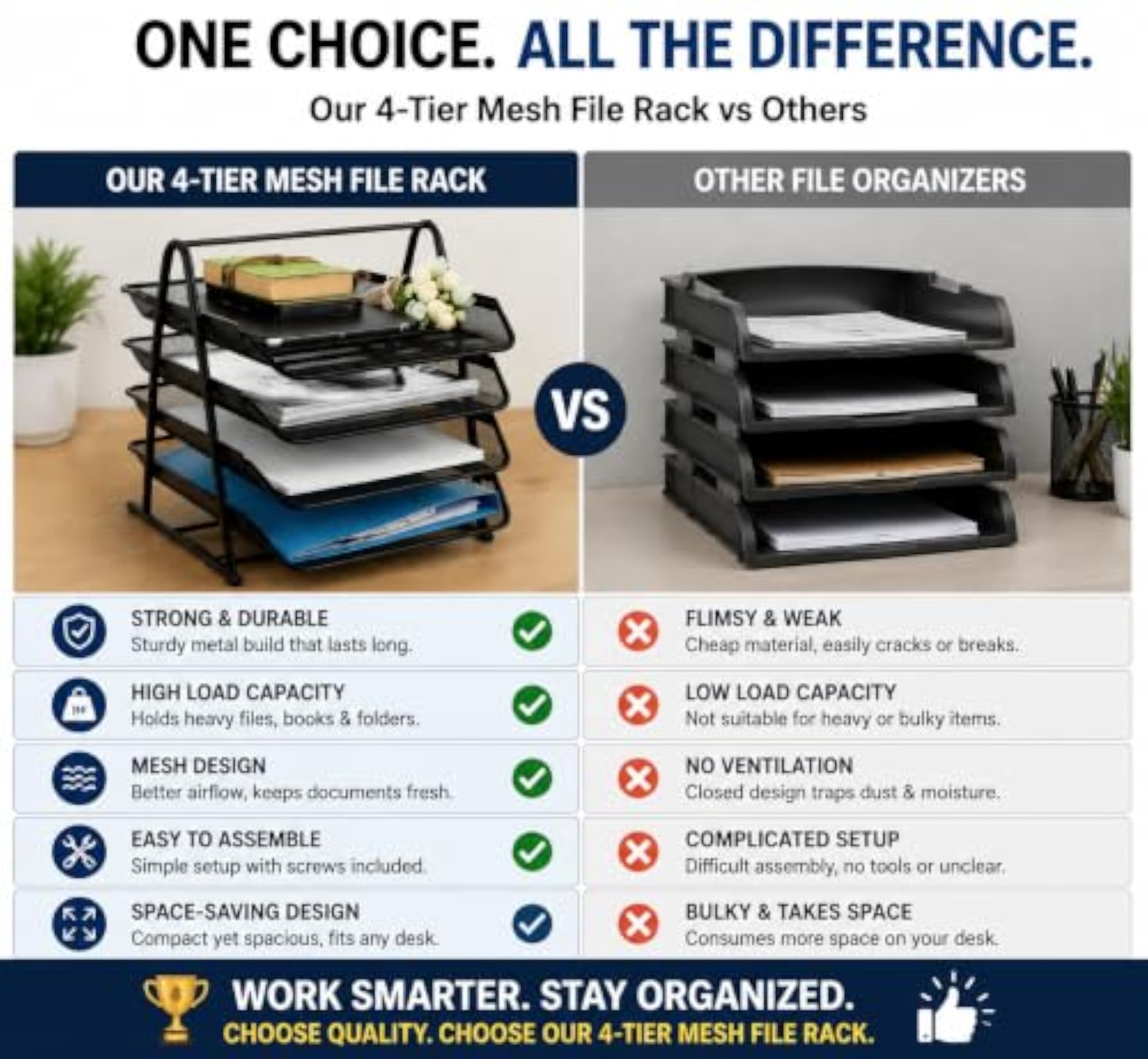 Metal Mesh 4 Tier Document Rack for A4 Files