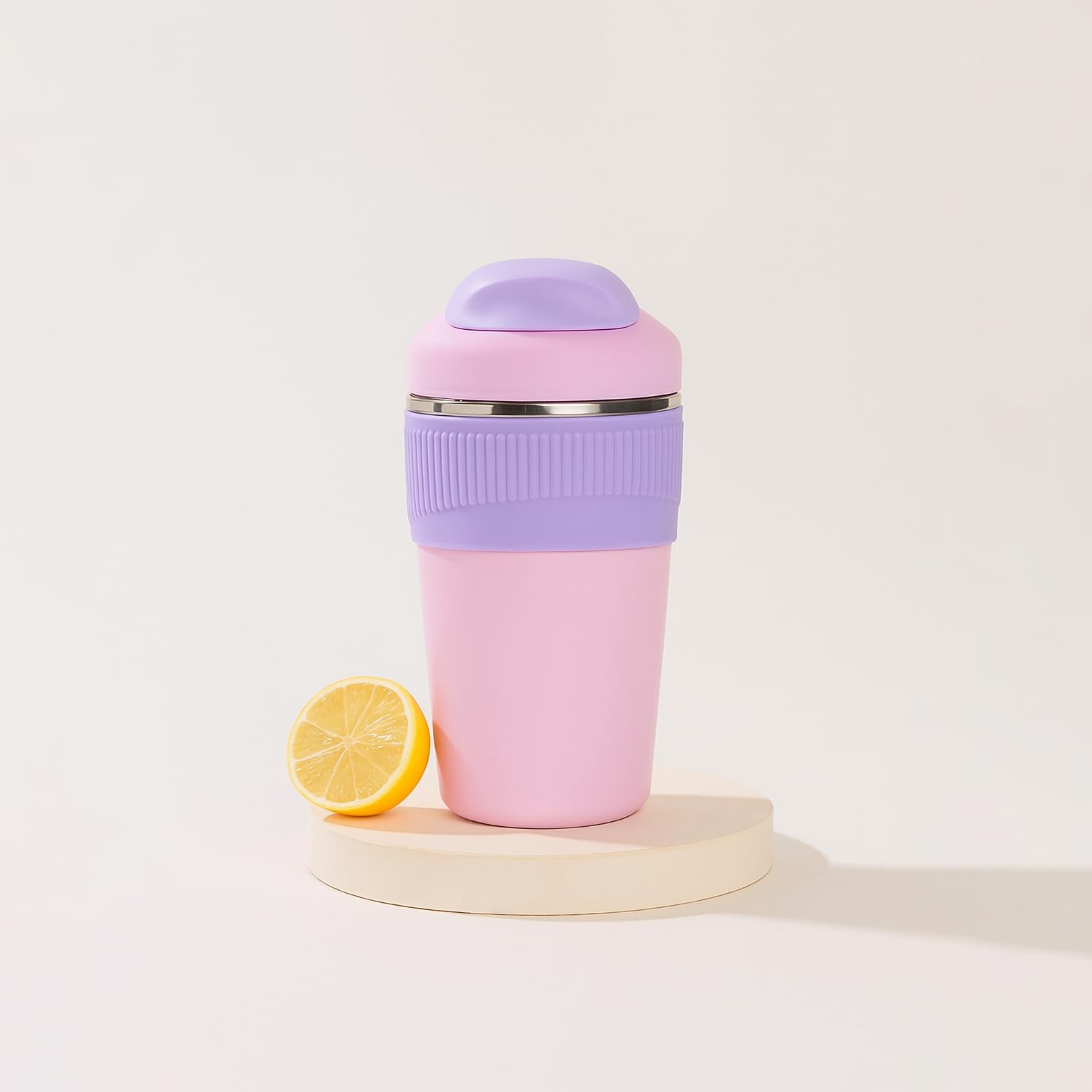 YELONA Stainless Steel Macaroon 480 Ml Double Wall Insulated Travel Coffee Tumbler Mug Sipper Thermos With 2In1 Flip Up Inbuilt Straw And Sip Lid, Leak Proof (Blush Pink)