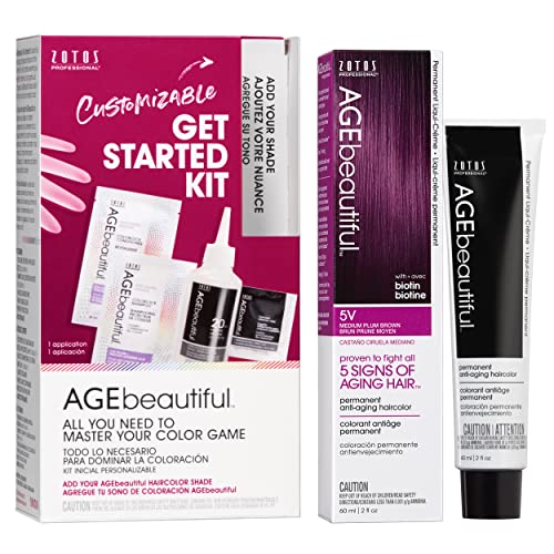 Image of AGE beautiful Permanent Hair Color Cream, 100% Gray Coverage Hair Dye with Biotin Anti-Aging Formula for Fuller, Thicker Hair, Professional Salon Quality