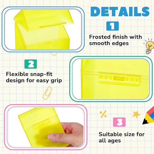 Image of Clabby 2 Pcs Clear Plastic Crayon Boxes Hold 24 Count, Yellow