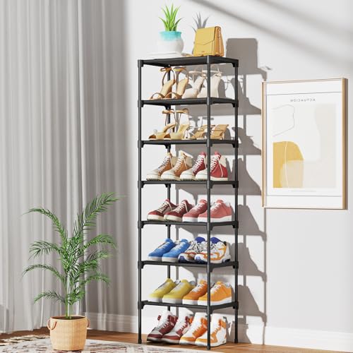 Kitsure Shoe Rack - Stackable Organizer for Closet, Non-Woven Fabric, Space-Saving Rack for Front Door Entrance, Floor, Cabinet, X-Large, Black