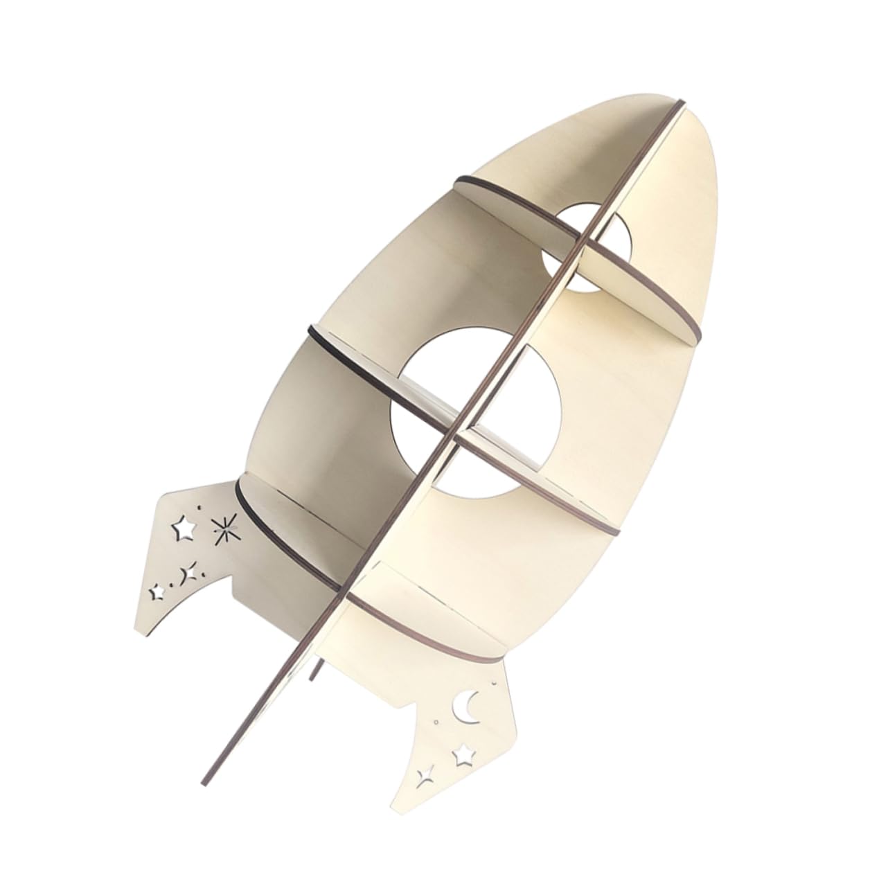 Gatuida Rocket Shaped Storage Rack Wooden Shelf for Children's Room Space-Themed Decorations