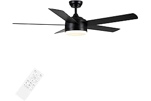 Smart Lighting: YUHAO 52 inch Ceiling Fan with Three-Color Dimmable LEDs and Remote Control