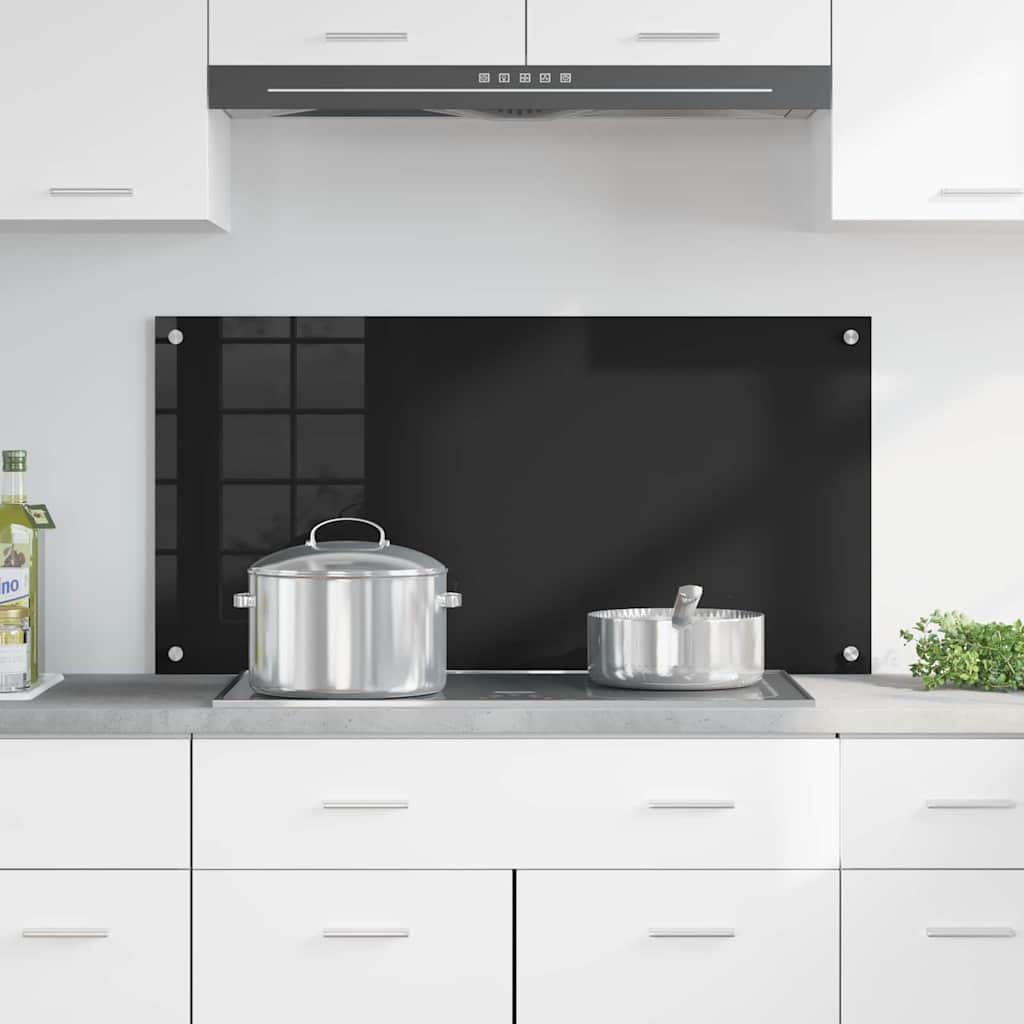 Generisch Küchenrückwand Schwarz 100 x 50 cm Gehärtetes Glas,Heim Garten,Küche Esszimmer,Küchenhelfer -utensilien-42018042