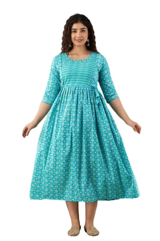 Soft & Breathable Leaf Printed Feeding Maxi Kurti for Expecting Mothers-image-40